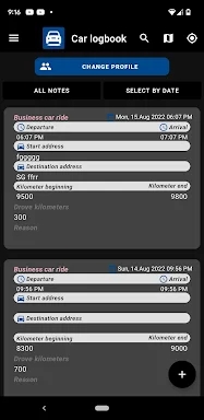 Car logbook App screenshots