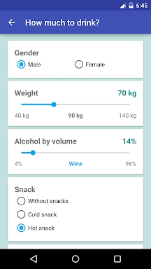 How much alcohol to drink? screenshots