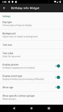 Birthday Info Widget screenshots