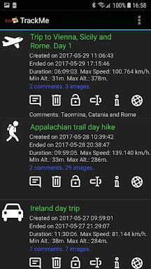 TrackMe. Hike&Travel Recorder screenshots