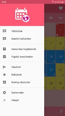 Ayollar kalendari va kundaligi screenshots