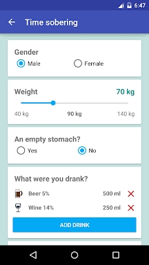 How much alcohol to drink? screenshots
