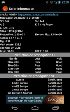 Solar data & HF propagation screenshots