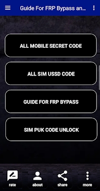 Guide For FRP Bypass and Sim/Mobile Reset code screenshots