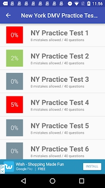 New York DMV practice test screenshots