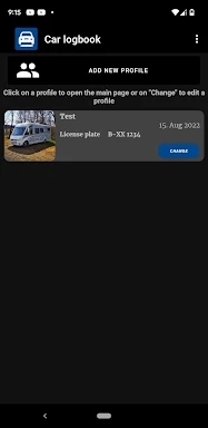 Car logbook App screenshots