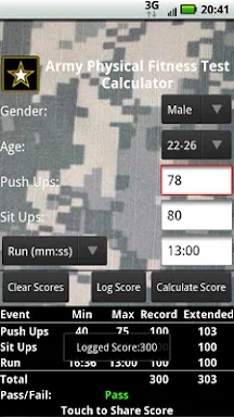APFT Calculator w/ Score Log screenshots