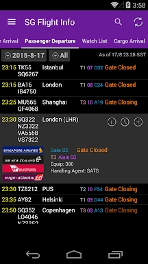 Singapore Flight Info screenshots