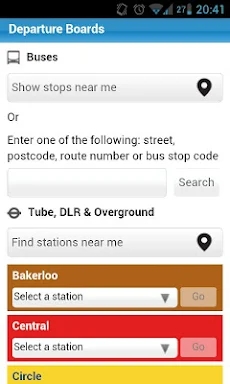London Transport Planner screenshots