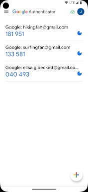 Google Authenticator screenshots