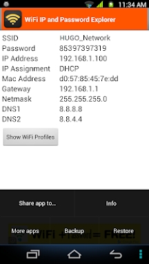 WiFi Password, IP, DNS screenshots