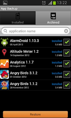 App Backup screenshots