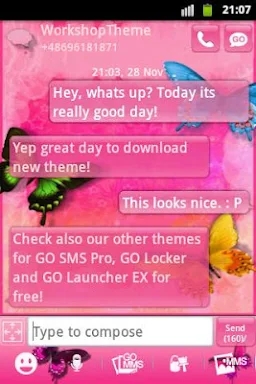 Nice Pink Theme GO SMS Pro screenshots