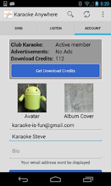 Karaoke Anywhere for Android screenshots