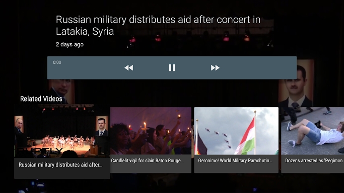 RT News for Android TV screenshots