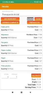 Cost Recipes screenshots