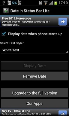 Date in Status Bar screenshots