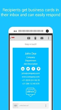Clinck - digital business card screenshots