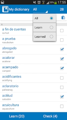 Filipino - Spanish dictionary screenshots