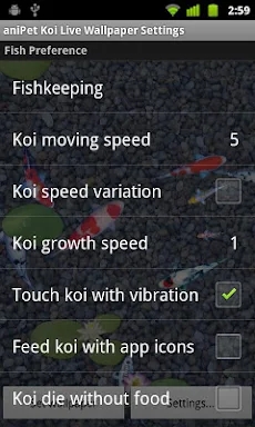 aniPet Koi LiveWallpaper screenshots