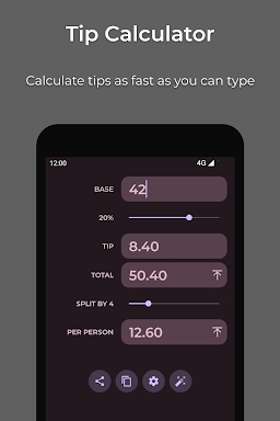 Tip Calculator — Clean, Simple screenshots
