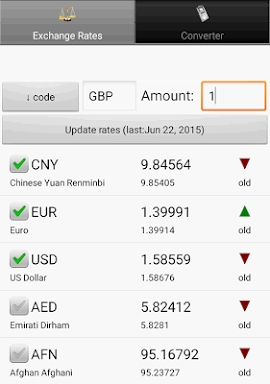 Exchange rate. All currencies screenshots