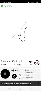 Distance and area measurement screenshots