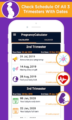 Pregnancy calculator, duedate screenshots