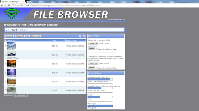 WiFi File Browser screenshots