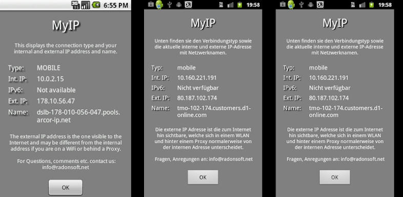 MyIP screenshots
