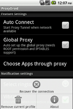 ProxyDroid screenshots