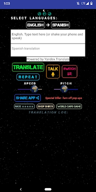 Translate English to Spanish screenshots