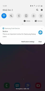 Samsung Push Service screenshots