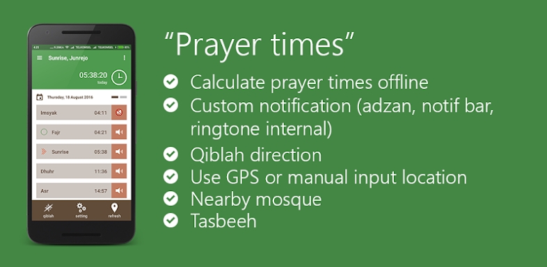 Prayer times, Qiblah, Adzan screenshots