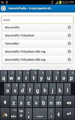 Generic drugs encyclopedia screenshots