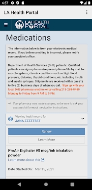 LA Health Portal screenshots