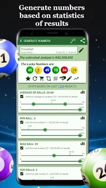 Lotto generator & statistics screenshots