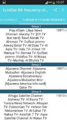 EutelSat 8W Frequency Channels screenshots