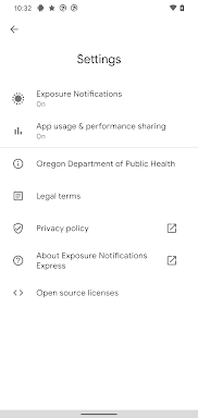 Oregon Exposure Notifications screenshots