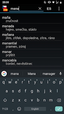Czech - Spanish offline dict. screenshots