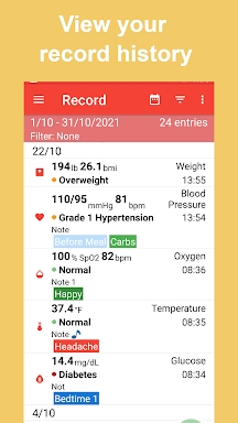 Vital Signs - Blood Pressure screenshots