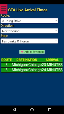 Chicago CTA Bus Tracker screenshots