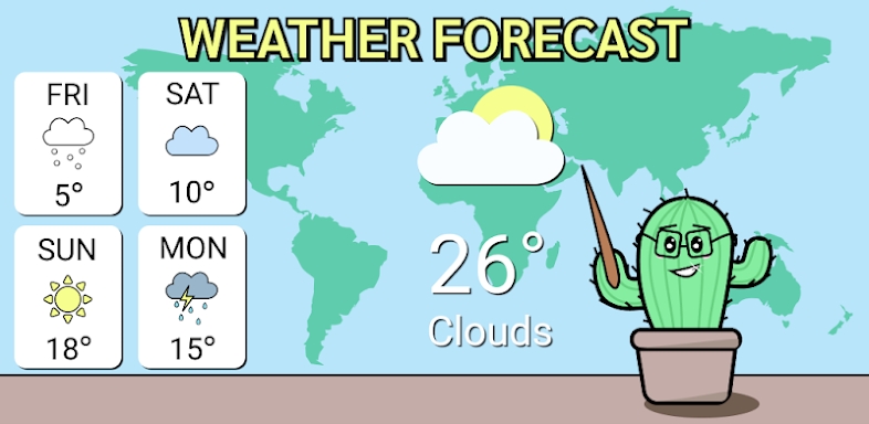 Cactus weather app: Forecast & widget & clocks screenshots