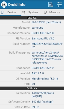 Droid Hardware Info screenshots
