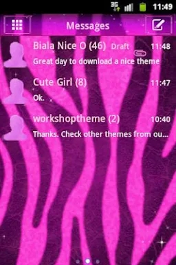 Pink Zebra GO SMS Theme screenshots