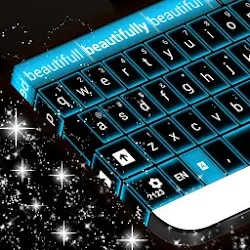 Glowing Blue Neon Keyboard