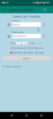 Mumbai Local Train Timetable screenshots
