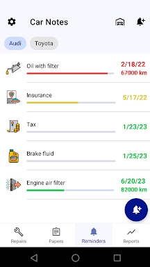 Car service tracker screenshots