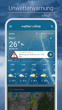 RegenRadar mit Unwetterwarnung screenshots