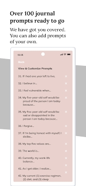 Prompted Journal self care app screenshots